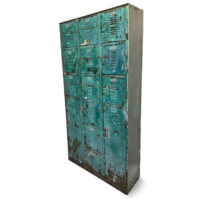 Mid 20th Century Vintage Industrial Iron Locker Storage Cabinet For Sale - Image 5 of 6