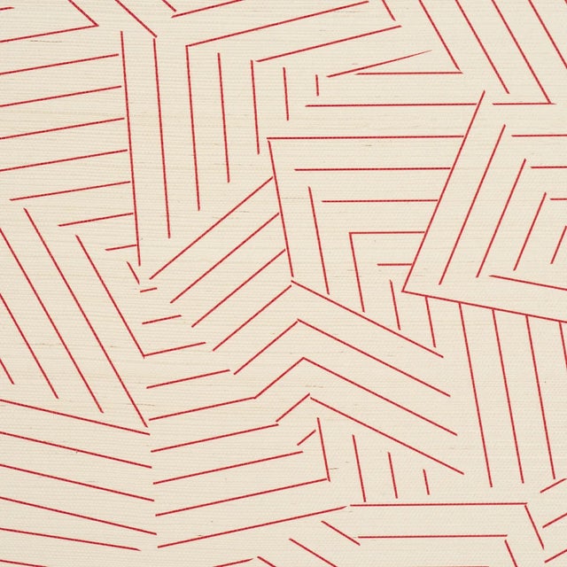 Contemporary SAMPLE - Schumacher x Miles Redd Deconstructed Stripe Sisal Wallpaper In Red For Sale - Image 3 of 6