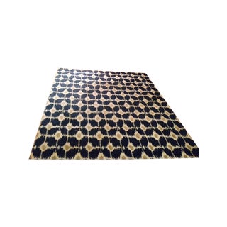 Ikat Area Rug: Navy, Pewter & White - 8'x10' For Sale