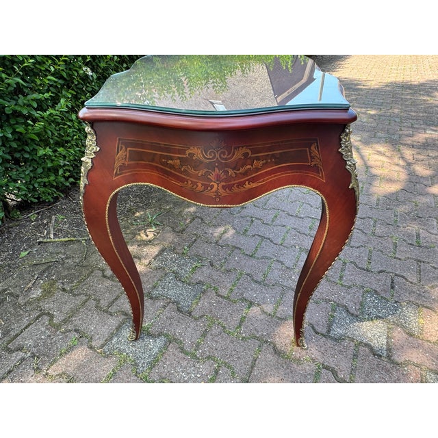Circa 1970 French Louis XVI Mahogany Bronze Writing Desk For Sale - Image 11 of 12