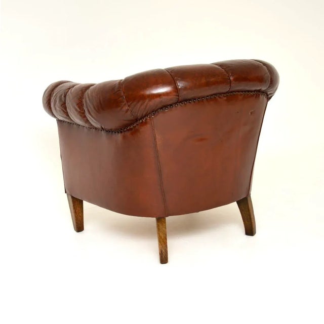 1900 - 1909 Antique Swedish Leather Armchair, 1900s For Sale - Image 5 of 11