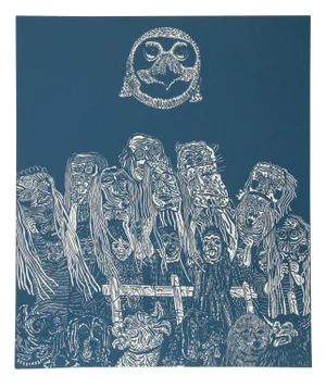 Manuel Izqueirdo, "Night Festival", Surreal Woodcut