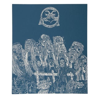 Manuel Izquierdo, "Night Festival", Surreal Woodcut For Sale