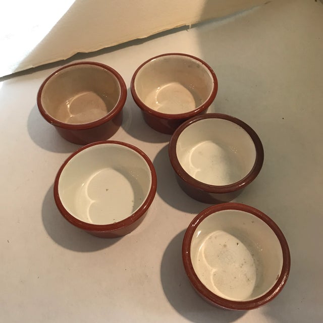 Brown Antique Custard Cups With Holders -Set of 5 For Sale - Image 8 of 12