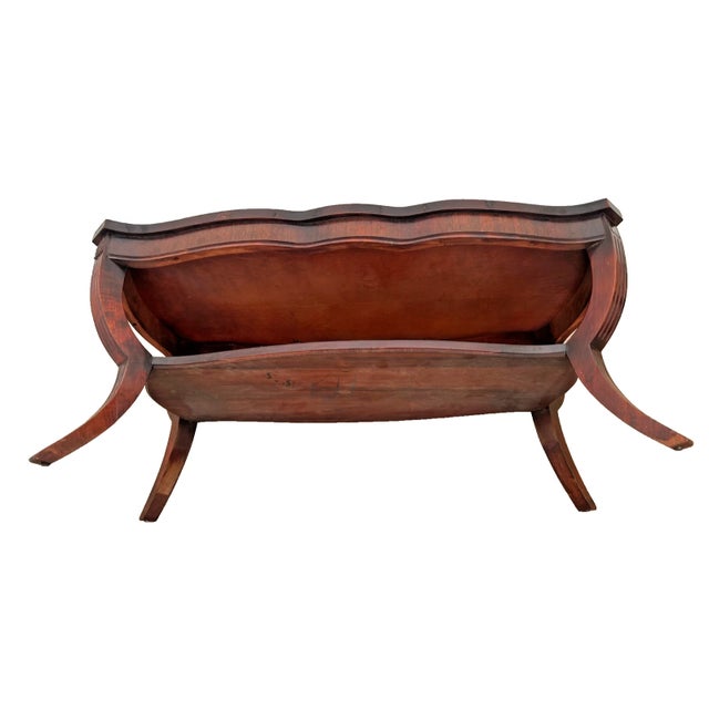 Vintage Art Deco Style Coffee Table Bottom Shelf Embossed Leather Inlays Mahogany For Sale - Image 13 of 13