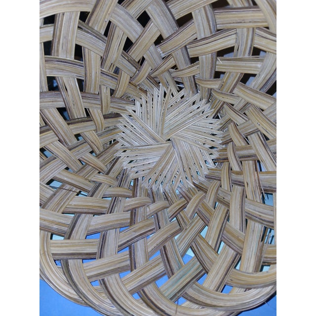 Mid-20th Century Boho Coastal Chic Loop Weave Pencil Reed Basket For Sale - Image 4 of 4