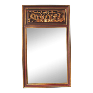 Likely 19th Century Mirror Created From an Antique Chinese Wood Panel