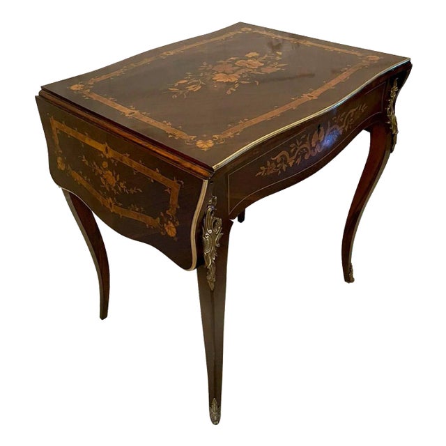Antique French Rosewood Marquetry Inlaid Centre Table For Sale