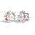 Immerse yourself in the timeless elegance of these exquisite stud earrings, masterfully crafted from radiant 10K white...
