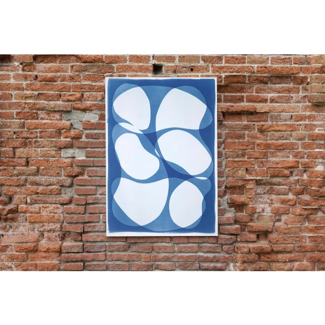 Lights 2022, Mid-Century Modern Shapes, Handmade Monotype of "Abstract Rounded Type" on Watercolor Paper by Kind of Cyan For Sale - Image 7 of 8