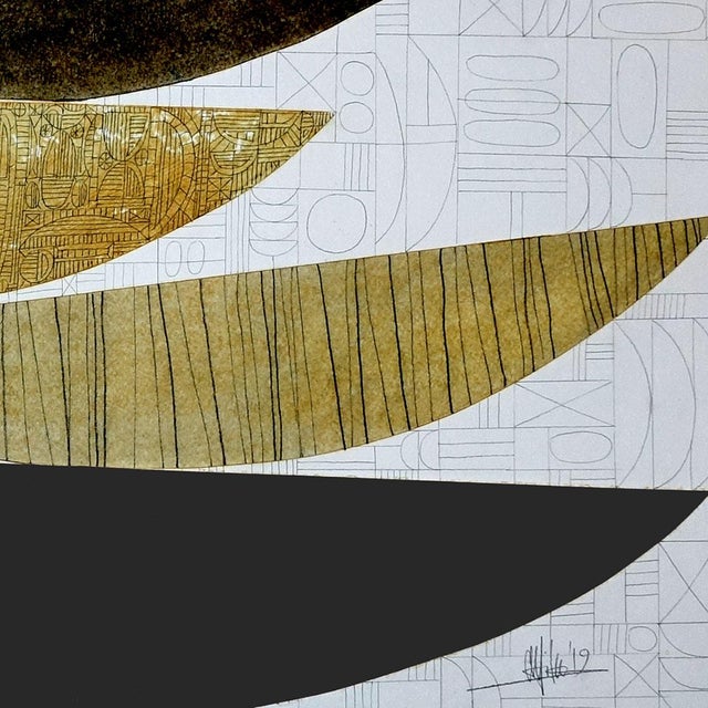 Original artwork on paper by Moya Aiken, 2019. Float mounted on acid-free board and framed in black wood with gallery...