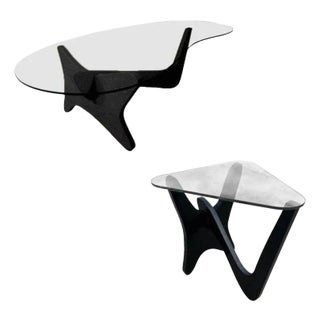 1950s Noguchi Style Biomorphic "Airplane" Coffee Table & Side Table Set of 2 For Sale
