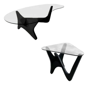 1950s Noguchi Style Biomorphic "Airplane" Coffee Table & Side Table Set of 2