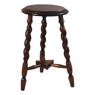 Brutalist Turned Wood Stool, 1950s For Sale