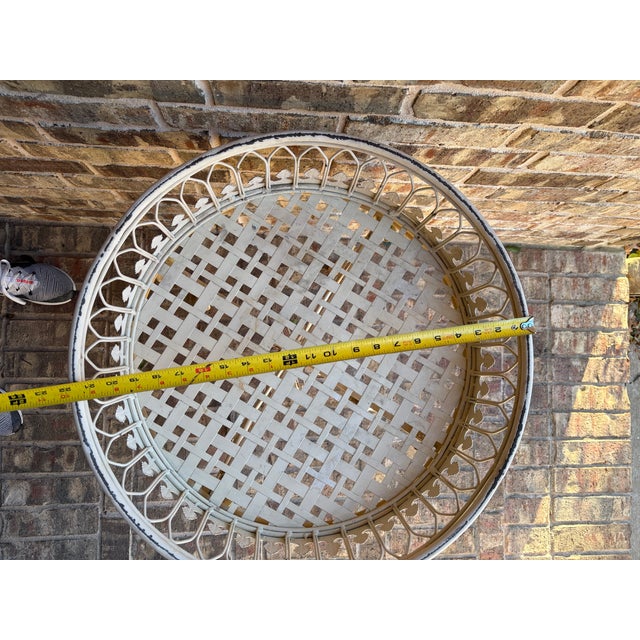 Metal Vintage French Provincial Wrought Iron Round Plant Stand With Gallery Rim For Sale - Image 7 of 11