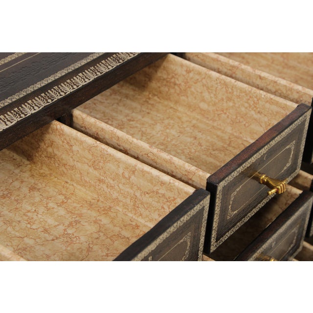 Animal Skin Maitland Smith Leather Wrapped Apothecary Chest For Sale - Image 7 of 18