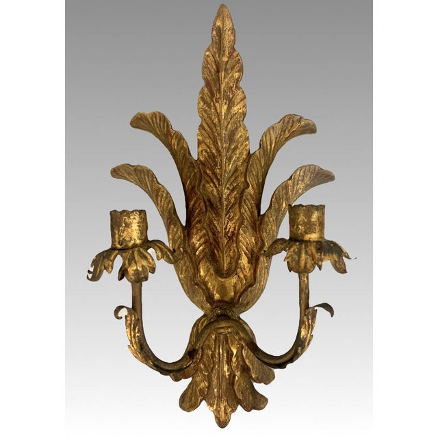 Antique Italian Giltwood Wall Candelabra Sconces, (Woodward & Lothrop Dept. Store Washington D C) For Sale - Image 4 of 16