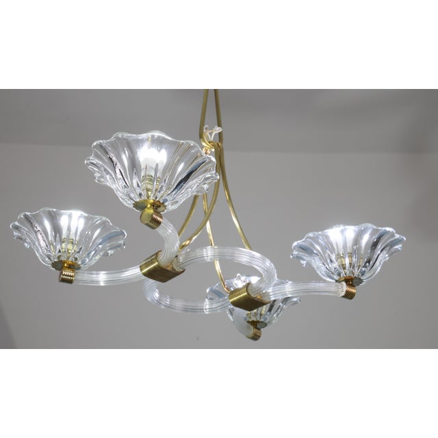 Extraordinary Art Deco Murano Glass and Bras Chandelier by Barovier E Toso, 1950 For Sale - Image 15 of 18