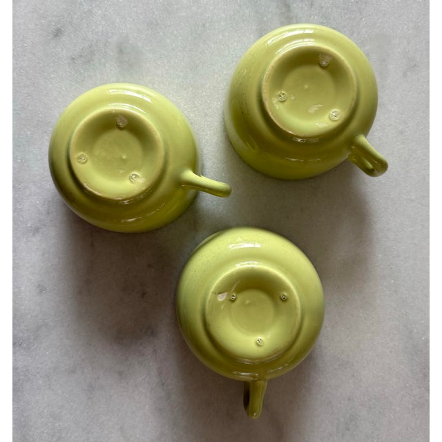 Green Set of 3 Russel Wright Coffee Cups and Saucers For Sale - Image 8 of 11