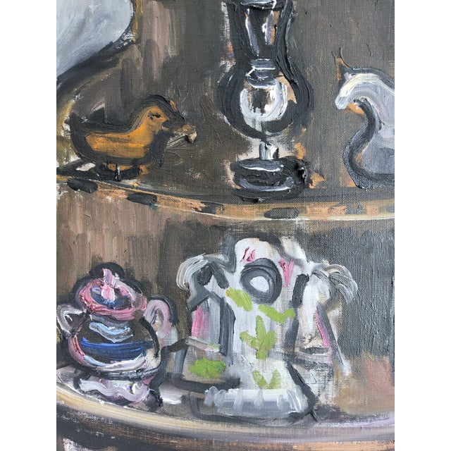 1975 Mid Century Scandinavian Interior Still Life Painting by Swedish Artist Ulla Borgstrom For Sale - Image 4 of 16