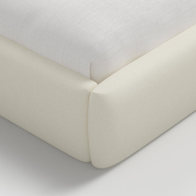 Camille Cream Linen Blend Platform Bed, Twin For Sale In Chicago - Image 6 of 7