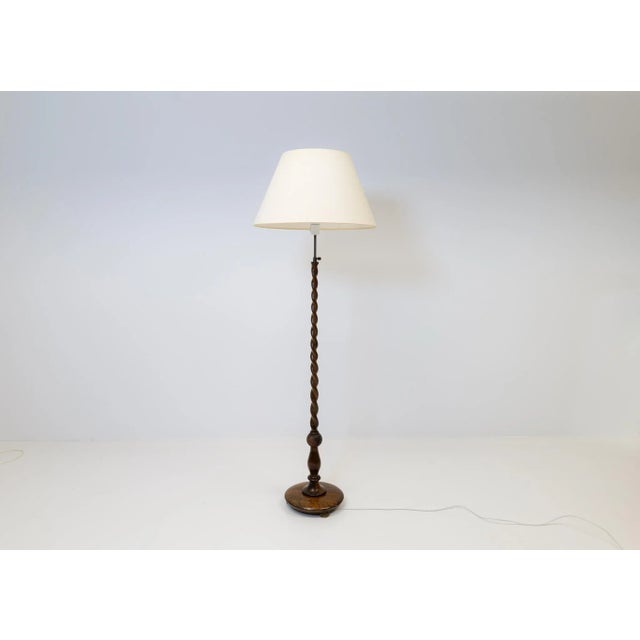 Art Deco Organic Swirl Floor Lamp in Stained Birch, Sweden, 1940s For Sale - Image 4 of 14