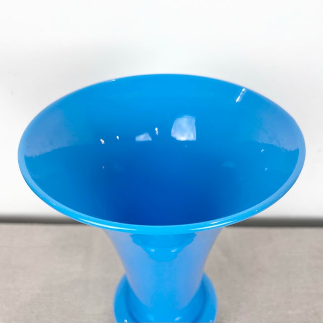 Mid 20th Century Vintage Blue Opaline Glass Vase For Sale - Image 5 of 8