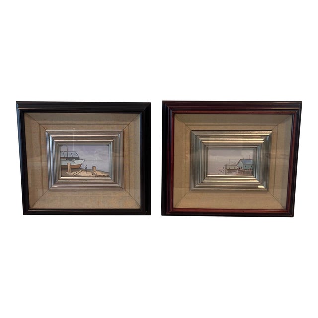 Pair of Vintage Italian School Framed Paintings For Sale