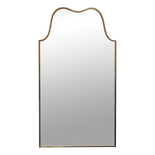 Italian Brass Wall Mirror, 1950s For Sale