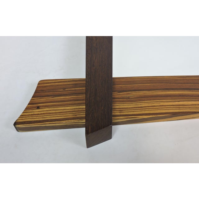 Memphis Group Modern Memphis Style Zebra Wood Asymmetrical Wall Mirror For Sale - Image 4 of 9