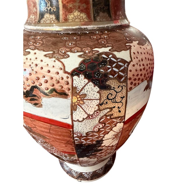 Antique Japanese Earthenware Satsuma Vase, 1950 For Sale - Image 6 of 10