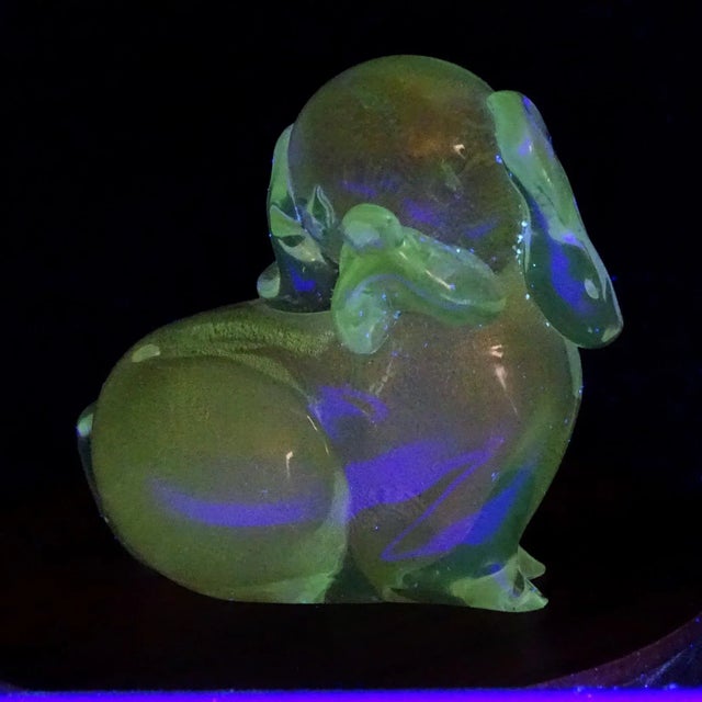 Figurative Seguso Murano Signed Vintage Clear Gold Flecks Italian Art Glass Puppy Dog Figurine Sculpture For Sale - Image 3 of 8