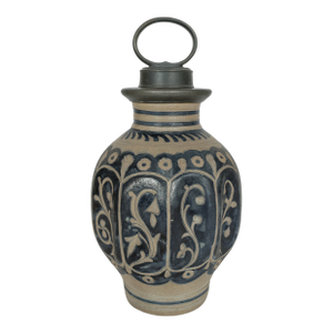 Antique German Westerwald Salt-Glazed Jug W/ Pewter Lid — Hp R-7597