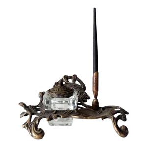 Art Nouveau Style Inkwell and Pen Holder Desk Set