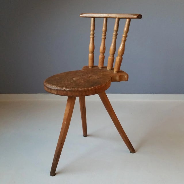 19th Century Wooden Tripod Side Chair For Sale - Image 3 of 9