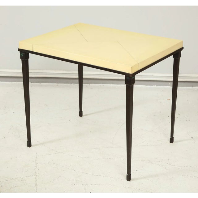 Bespoke Parchment-Top Table With Iron Base For Sale - Image 11 of 11