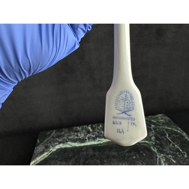 Late 20th Century Herend Hungary Hand-Painted Porcelain Serving Spoon, Mushroom & Insect Motif For Sale - Image 12 of 15