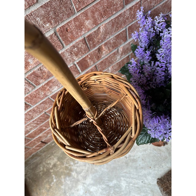 Traditional Vintage Bamboo Apothecary Garden Foraging Basket Cane For Sale - Image 3 of 7