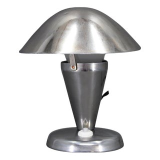 Bauhaus Adjustable Chrome Mushroom Table Lamp, Czechoslovakia, 1930s For Sale