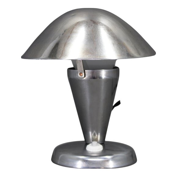 Bauhaus Adjustable Chrome Mushroom Table Lamp, Czechoslovakia, 1930s For Sale