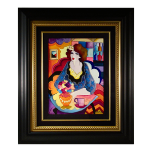 Patricia Govezensky Woman Sitting With Coffee Cup And Flowers C. 2010 Painting