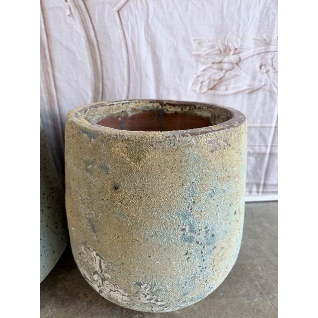Rustic Pair of Monumental 20th Century Terra Cotta Garden Urns For Sale - Image 3 of 10