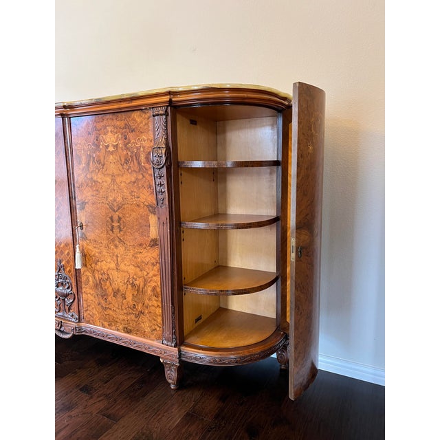 Mid 20th Century Italian-Made French Art Deco Walnut Burl & Mahogany Sideboard With Green Onyx Top For Sale In Dallas - Image 6 of 12