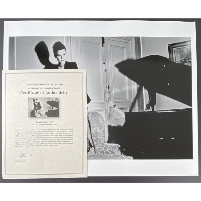 Helmut Newton "Saddle Ii, Paris 1976" – 20" X 24" Vintage Silver Gelatin Print With Certificate of Authenticity. For Sale In Miami - Image 6 of 6