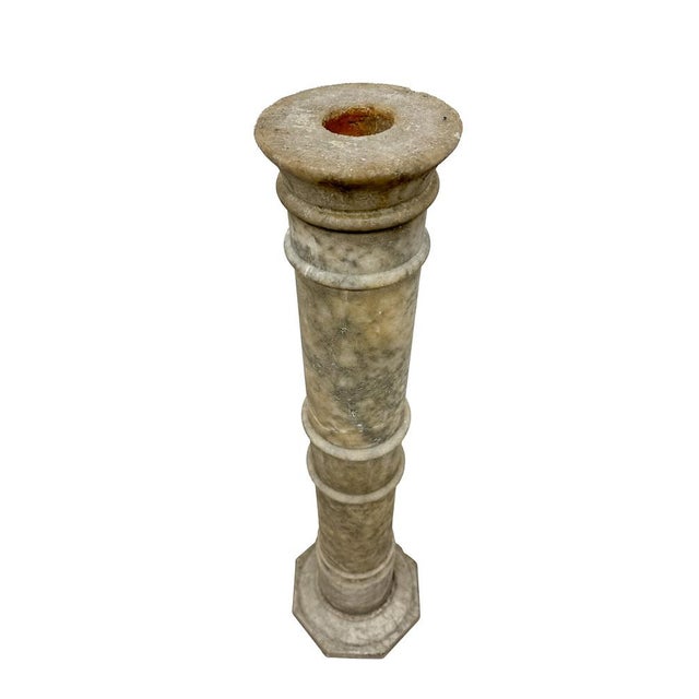 Antique Neoclassical Marble Column Pedestal Stands, Late 19th Century, Set of 2 For Sale - Image 5 of 13