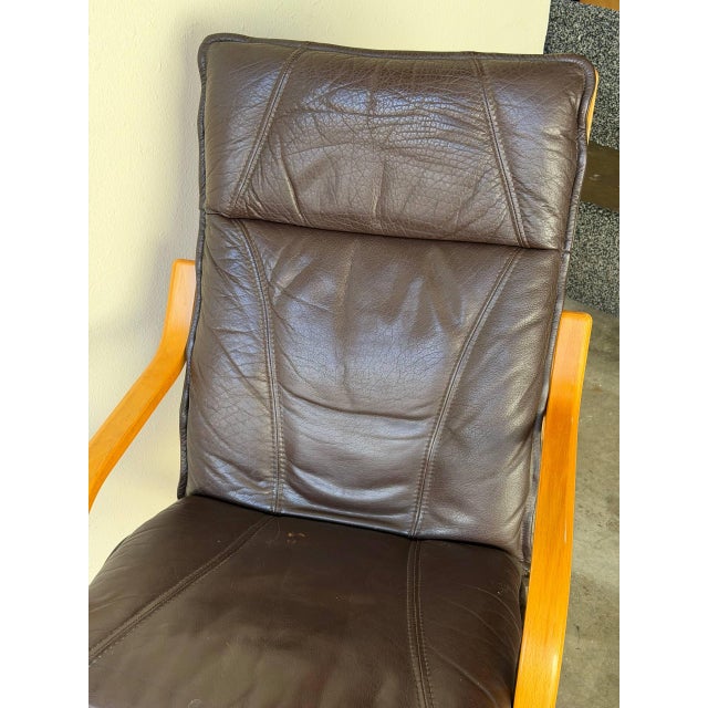 1960s Pair of Danish Stouby Leather Lounge Chairs Bentwood Frame – Mid-Century Modern Armchair 1960s For Sale - Image 5 of 10