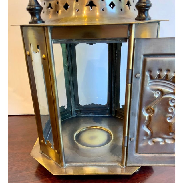 Venetian Bronze Finished Lantern For Sale - Image 4 of 5