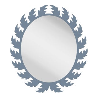 Fleur Home Audubon Oval Mirror in Bachelor Blue, 22x27 For Sale