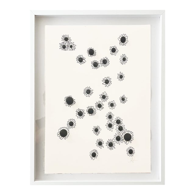 "Field of Daisies 7" Original Mixed-Media Painting by Jake Poser, Framed For Sale