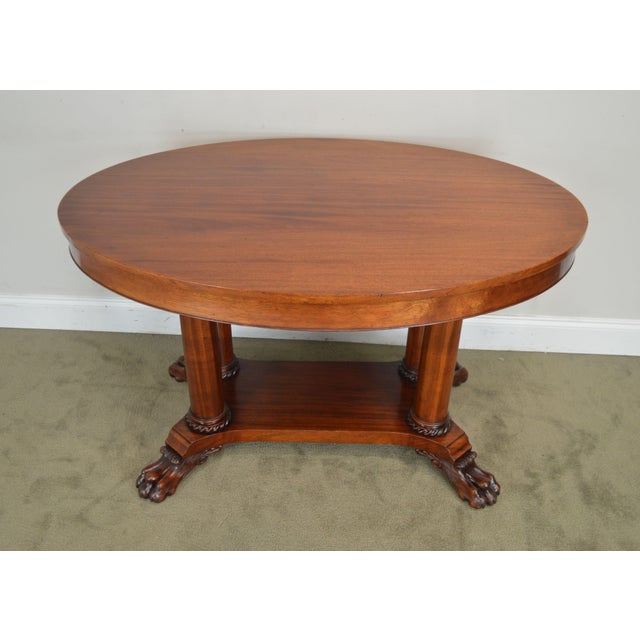 Antique Mahogany Oval Claw Foot Empire Style Library Table ...